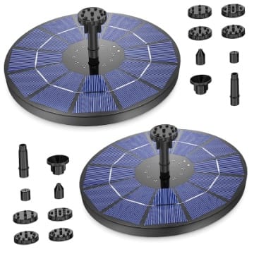 AISITIN 2PCS 3.5W Solar Springbrunnen Solar Teichpumpe mit Solar Panel Eingebaute Batterie Wasserpumpe Solar Schwimmender Fontäne Pumpe mit 6 Fontänenstile für Garten, Vogel-Bad,Teich,Fisch-Behälter