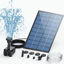 AISITIN Solar Springbrunnen 2.5W DIY Solar Teichpumpe 2023 Upgrade mit 1.2 m Wasserleitung Solarbrunnen mit 6 Fontänenstile Solar schwimmender Fontäne Pumpe für Gartenteich, Vogel-Bad, Fisch-Behälter