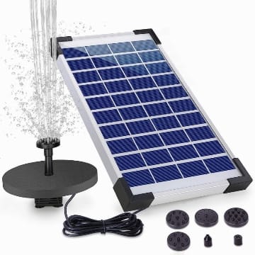 AISITIN Solar Springbrunnen 5.5W Eingebaute 1500mAh Batterie Solar Teichpumpe Wasserpumpe Solar Schwimmender Fontäne Pumpe mit 6 Fontänenstile für Vogelbad/kleinen Teich/Garten/Wasserzirkulation