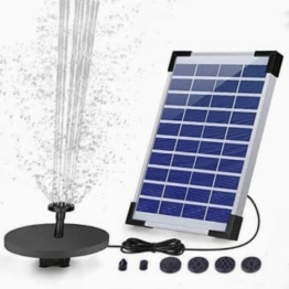 AISITIN Solar Springbrunnen 5.5W Solar Teichpumpe mit Solar Panel Eingebaute 1500mAh Batterie Wasserpumpe Solar Schwimmender Fontäne Pumpe mit 6 Fontänenstile für Garten, Vogel-Bad