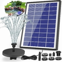 AISITIN Solar Springbrunnen mit 6.5W Solar Panel Eingebaute1500 mAh Batterie Solar Teichpumpe Wasserpumpe Solar Schwimmender Fontäne Pumpe mit 6 Fontänenstile für Garten,Wasserspiele,Vogel-Bad,Teich