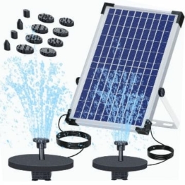 AISITIN Springbrunnen Solar 10W Teichpumpe Solar Solarbrunnen Eingebaute Batterie mit 6 Fontänenstile für Garten Vogel-Bad Teich