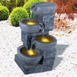 AMUR Gartenbrunnen Brunnen Zierbrunnen Zimmerbrunnen Springbrunnen Brunnen mit LED-Licht 230V Wasserfall Wasserspiel für Garten, Gartenteich, Terrasse, Balkon Sehr Dekorativ