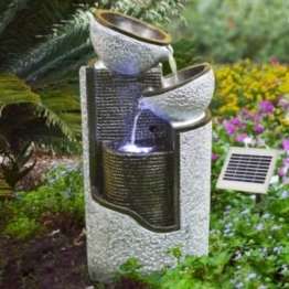 AMUR Solar Gartenbrunnen Brunnen Solarbrunnen Zierbrunnen Vogelbad Wasserfall Gartenleuchte Teichpumpe - Springbrunnen Wasserspiel für Garten, Gartenteich, Terrasse, Teich, Balkon, sehr Dekorativ