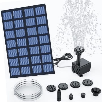 AMZtime Solar Springbrunnen 2.5W DIY Solar Teichpumpe 2022 Upgrade mit 1.2 m Wasserleitung Solarbrunnen mit 6 Fontänenstile Solar schwimmender Fontäne Pumpe für Gartenteich, Vogel-Bad, Fisch-Behälter