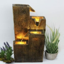 Arnusa Gartenbrunnen BK823 in Holzoptik Springbrunnen Terrassenbrunnen Zimmerbrunnen mit Beleuchtung Warm Weiß