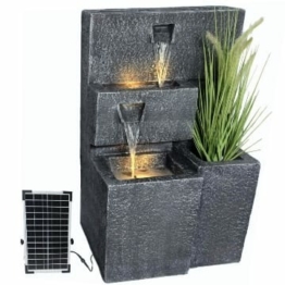 Arnusa Solar Gartenbrunnen Grada bepflanzbar mit LED Beleuchtung Springbrunnen Akku Funktion Balkonbrunnen Terrassenbrunnen