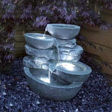 Arnusa ‎SB201 Zimmerbrunnen mit LED Beleuchtung Innen und Außen Springbrunnen Gartenbrunnen