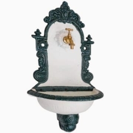 Aubaho Waschbecken Wandbrunnen Garten Eisen Antik-Stil Brunnen 80cm