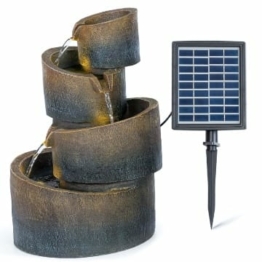 Blumfeldt Mantua Kaskadenbrunnen Solarbrunnen Gartenbrunnen Zierbrunnen,Solarbetrieb,4 Kaskadenstufen,Indoor & Outdoor,Solarpanel: 9 V / 2,8 W / 17,5 x 14 cm,frostbeständig