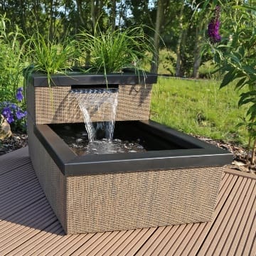 CLGarden Miniteich MTWS1 mit Wasserfall LED Beleuchtung Pumpe Set Mini Teich für Garten Balkon Terrasse