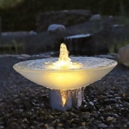 CLGarden Springbrunnen Glas Wasserschale SBGWS1 Garten Brunnen Schale mit LED Beleuchtung