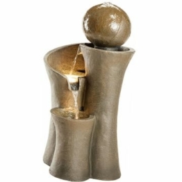 Dehner Gartenbrunnen Acapulco mit LED Beleuchtung, ca. 100 x 45 x 42.5 cm, Polyresin, grau/braun