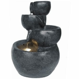 Dehner Gartenbrunnen Bowl mit LED Beleuchtung, ca. 66 x 49 x 42 cm, Polyresin, grau