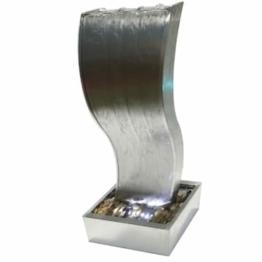 Dehner Gartenbrunnen Curve mit LED Beleuchtung, ca. 108 x 44.5 x 23.5 cm, Edelstahl, silber