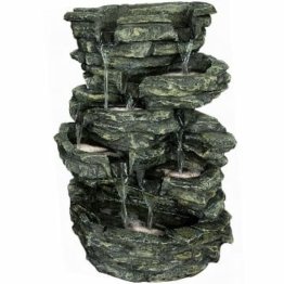 Dehner Gartenbrunnen Rocky mit LED Beleuchtung, ca. 60 x 39.5 x 32.5 cm, Polyresin, grau