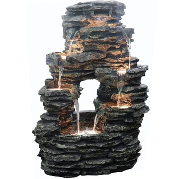 Dehner Gartenbrunnen Salto mit LED Beleuchtung, ca. 99 x 63.5 x 50 cm, Polyresin, grau