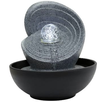 Dehner Zimmerbrunnen Olua mit LED, kaltweiß, 23 x 26 x 23 cm, Polyresin, dunkelgrau/grau