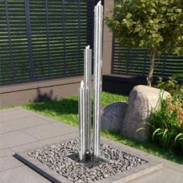 Festnight Pool-Fontäne Gartenbrunnen Silbern 48 x 34 x 153 cm Edelstahl