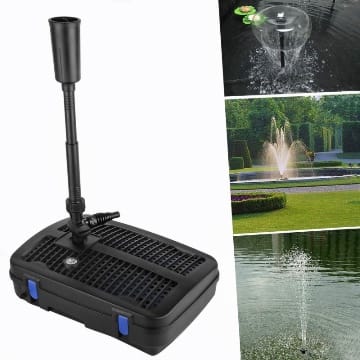 Forever Speed 4 in 1 Teichpumpe Springbrunnenpumpe mit Filter, 11W UV-Klärer, 2500l/h, mit 10m Stromkabel für Garten- und Springbrunnengestaltung (11W 2500l/h)