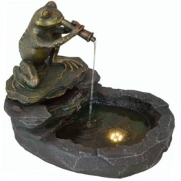 Gartenbrunnen ZIERBRUNNEN VOGELBAD Wasserfall GARTENLEUCHTE TEICHPUMPE - SPRINGBRUNNEN WASSERSPIEL für Garten (DURSTIGER Frosch mit LED-Licht - 230V)