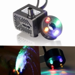 Koopower Mini Wasserpumpe mit LED 180L/h 3.5W kleines Aquarium, Garten, Brunnen, Gartenteich Springbrunnen, Aquariumpumpe, ‎BK-300