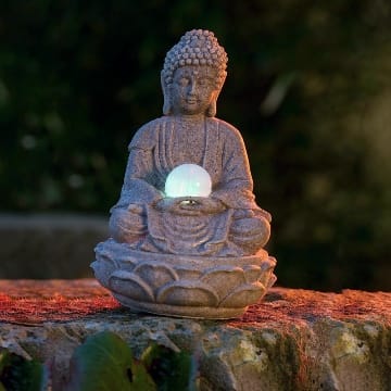 Pajoma Zimmerbrunnen Buddha "Lotus" mit LED Kugel, Höhe 30 cm