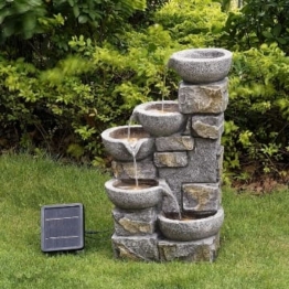 Peaktop Solar-Wasserbrunnen für den Garten aus Stein mit Ornamenten und LEDs PT-SF0003