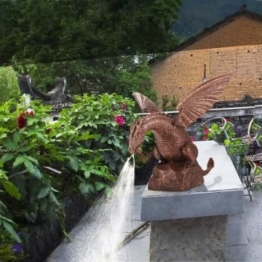 Phonleya Statue/brunnen Drache Statue Harz Simulierte Garten Skulptur, brunnen Garten Wasserfall, Patinierte Bronze Feinguss Massive Bronze Wasserspiel Skulptur, Für Hausgarten Dekoration