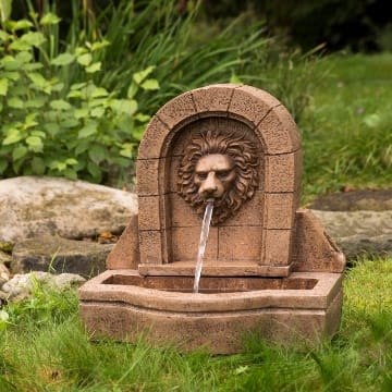 STILISTA® Gartenbrunnen Modell „Leon“ mit Löwenkopf Springbrunnen 50 x 54 x 29 cm inkl. Pumpe