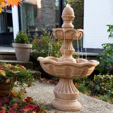 STILISTA® Gartenbrunnen Modell METIS Steinoptik 58 x 58 x 102 cm großer Springbrunnen inkl. Pumpe