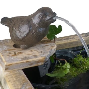 Storm's Gartenzaubereien Wasserspeier Vogel - Spatz mit Pumpe 2. Wahl Gusseisen Miniteich und Teiche