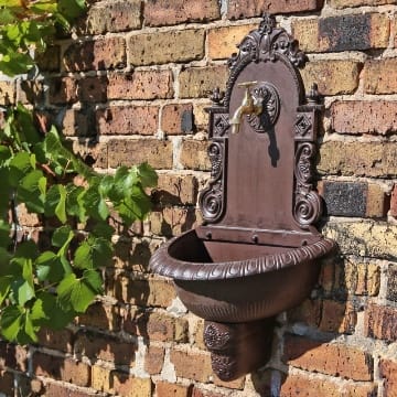Wandbrunnen von CLGarden WB1 im nostalgischen Design Gartenbrunnen Wasserzapfstelle mit Waschbecken
