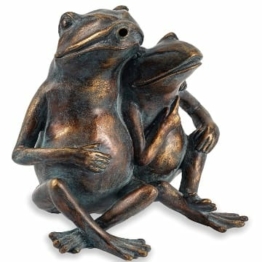 Wasserspeier Figur Froschpaar aus Kunststein - (L x B x H): ca. 200 x 150 x 220 mm - Schlauchanschluss 13 mm - Schlauchlänge ca. 1,4 m - Wassergarten Deko Teichfigur, esotec 100737