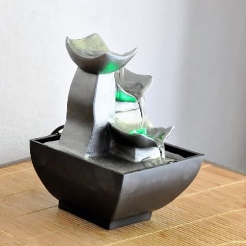 Zen'Light - Zimmerbrunnen Boro Wasserfall Zen relaxend mit farbigem LED-Licht- Dekoration Wohnzimmer, Schlafzimmer, Büro - Meditation und Entspannung - Tischbrunnen Geschlossener Kreislauf - H 18cm