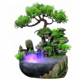 Zimmerbrunnen mit LED-Licht zimmerbrunnen mit Nebel Zimmerbrunnen Wasserfall mit Pumpe Desktop Tischbrunnen Wasserspiel Dekor Aquarium Steingarten für Wohnzimmer Schlafzimmer