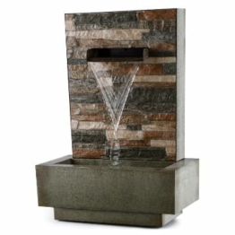 blumfeldt Watergate - Gartenbrunnen, Springbrunnen, Zierbrunnen, Wasserspiel, Indoor und Outdoor, 1000 L/h Umlaufleistung, 15 Watt Pumpe, 10 m Kabel, verzinktes Metall, IPX8 Schutzart, grau