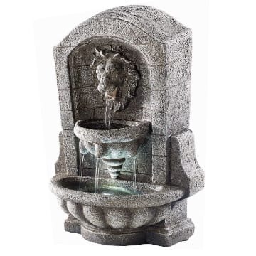 infactory Deko Zierbrunnen: Beleuchteter Zimmerbrunnen Löwenkopf mit LED und Pumpe (Zimmerbrunnen mit Beleuchtung)