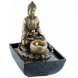 infactory Zimmerspringbrunnen: Beleuchteter Zimmerbrunnen mit Buddha (Led Brunnen)