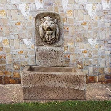 pompidu-living Wandbrunnen Löwenkopf H 91 Farbe Weiß Natur