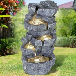 profi-pumpe.de Gartenbrunnen Brunnen Zierbrunnen Zimmerbrunnen Springbrunnen Brunnen 230V Wasserfall Wasserspiel für Garten, Gartenteich, Terrasse, Balkon (MÄRCHEN-FELS mit LED-Licht)