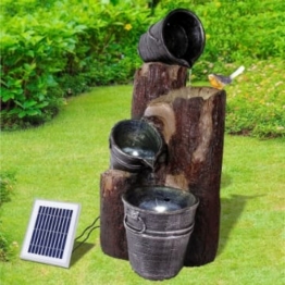 profi-pumpe.de Solar Gartenbrunnen Brunnen Solarbrunnen Zierbrunnen Wasserfall Gartenleuchte Teichpumpe für Terrasse, Balkon, mit Pumpen, mit Liion-Akku